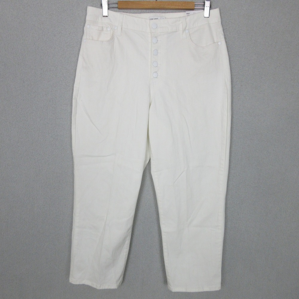 Nine West White Straight Leg Jeans Button‎ Fly Denim Pants Womens Size 14